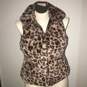 Leopard Zip Up Fur Vest by Y Various Sizes NWT